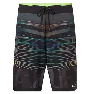 Oakley Mens Performance Fit Gradient Stripe Board Shorts Sz 38 Yellow Waistband